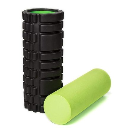 JUPITER GEAR JupiterGear JG-FOAMROLLER1 2-in-1 Foam Roller for Deep Tissue Massage & Muscle Relaxation with Carry Bag; Black & Green JG-FOAMROLLER1